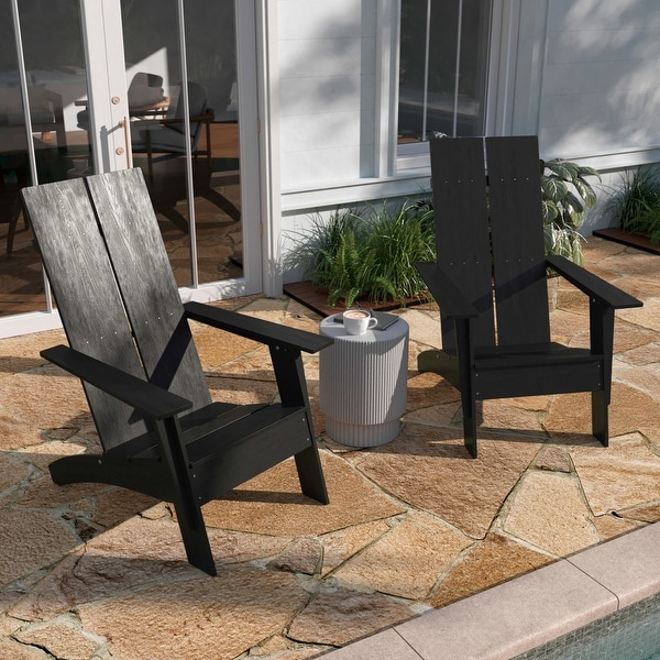 Modern Dual Slat Back Adirondack Style Chairs,Set of 2