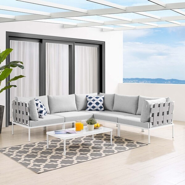 Harmony 6Piece Sunbrella? Outdoor Patio Aluminum Sectional Sofa Set