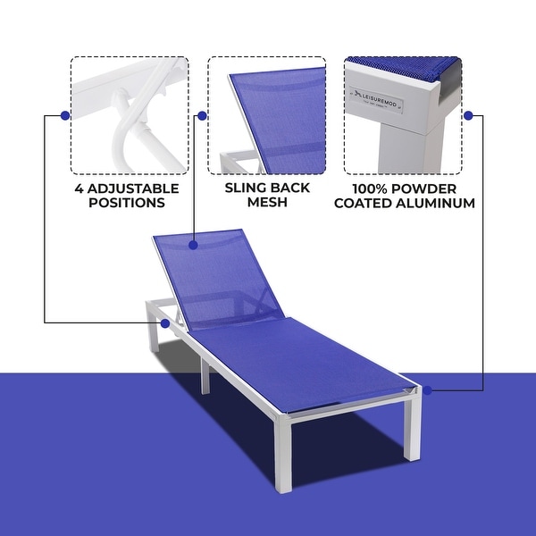 Aluminum Beach Pool Sun Lounge Chair Sling Mesh Fabric Reclining Stackable Lounger Chair
