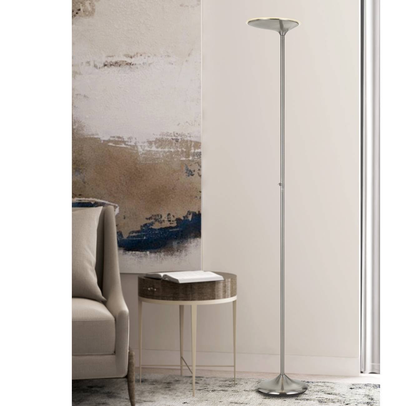 71x22 Metal Integrated Dimmable Torchiere (Includes LED Light Bulb) Brushed Steel - Cal Lighting