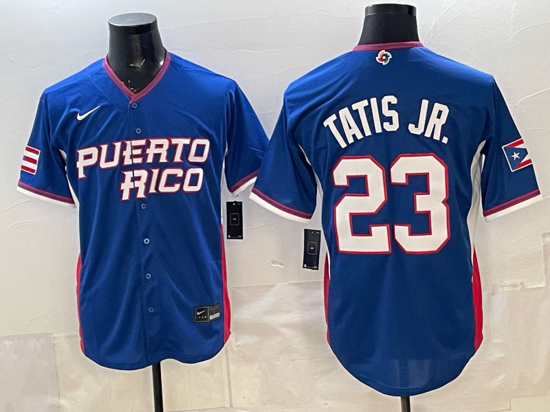 Men's Puerto Rico Baseball Fernando Tatis Jr. #23 Royal 2026 World Baseball Classic Stadium Jersey