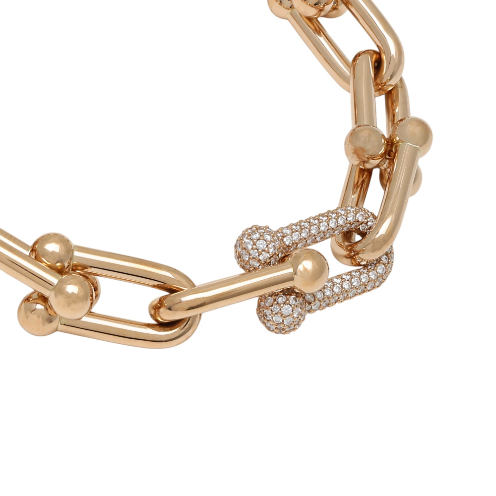 Tiffany & Co. Hardware Link Bracelet 18K Rose Gold Diamond 60451095