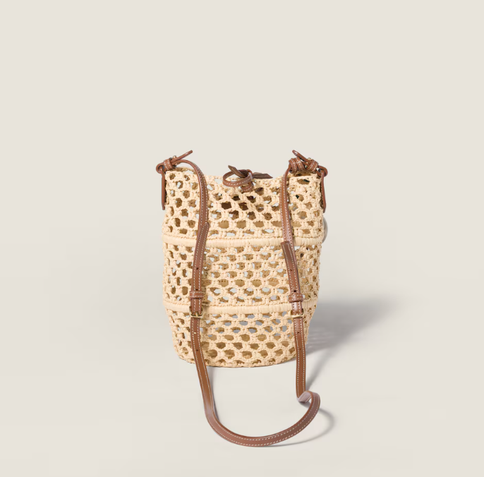 Miu Miu Raffia crochet pouch