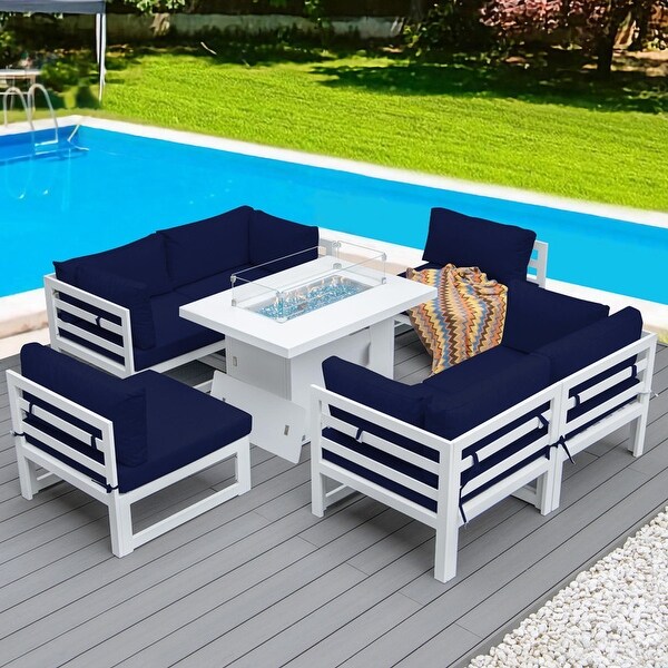 Nicesoul White Aluminum Modern Patio Furniture Sectional Sofa Set with Cushion