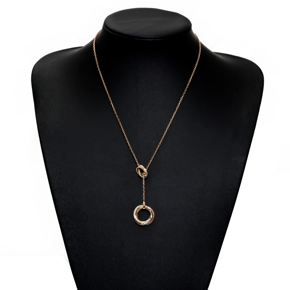 Cartier Trinity Necklace Tri-Gold Diamond B7058500