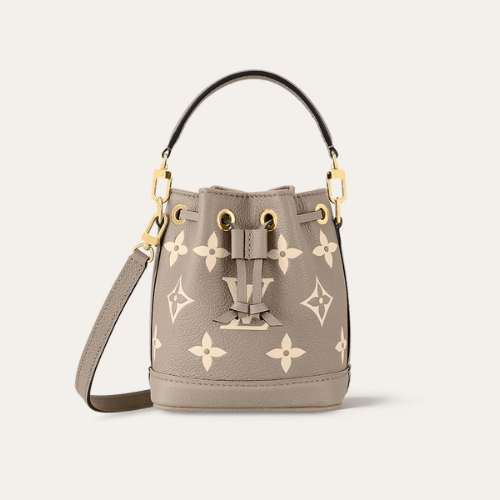 Louis Vuitton Nano Noé Bicolor Monogram Empreinte Tourterelle Cream 5.1 Inches M46291