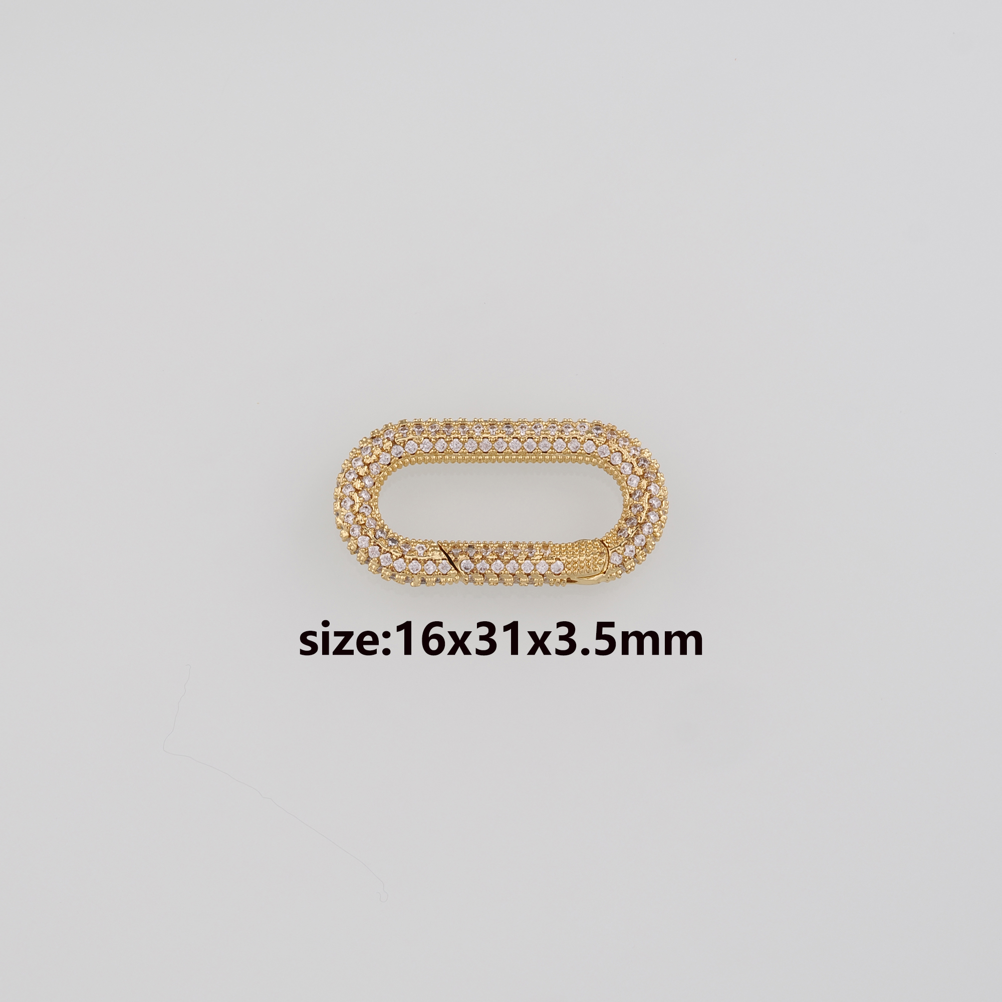 18K Gold Filled Oval Spring Clasp,CZ Micro Pave Push Gate Buckle Bracelet Necklace for DIY Jewelry Finding Necklace Bracelet