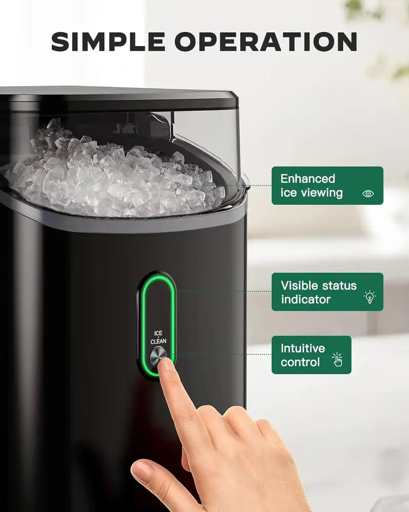 Silonn Nugget Ice Maker – Countertop Pebble Ice Machine, 33 lbs/Day Output, Self-Cleaning Function (2025)