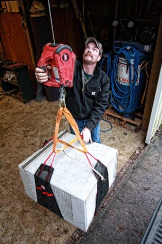 885005 PullzAll Cordless 24V DC Portable Electric Winch with Steel Cable and 2 Rechargeable Battery Packs: 1/2 Ton (1,000 lb) Pulling Capacity, red