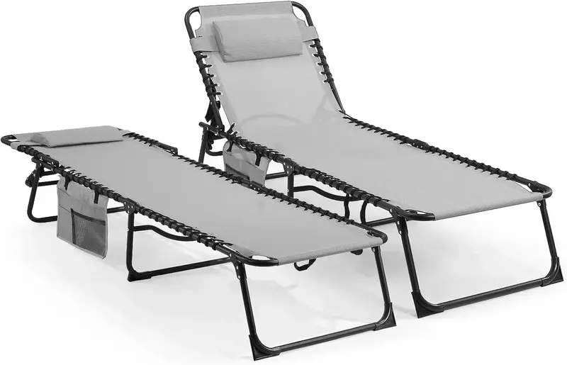 Unovivy Portable Folding Chaise Lounge – Lightweight Reclining Pool Chair for Outdoor Relaxation