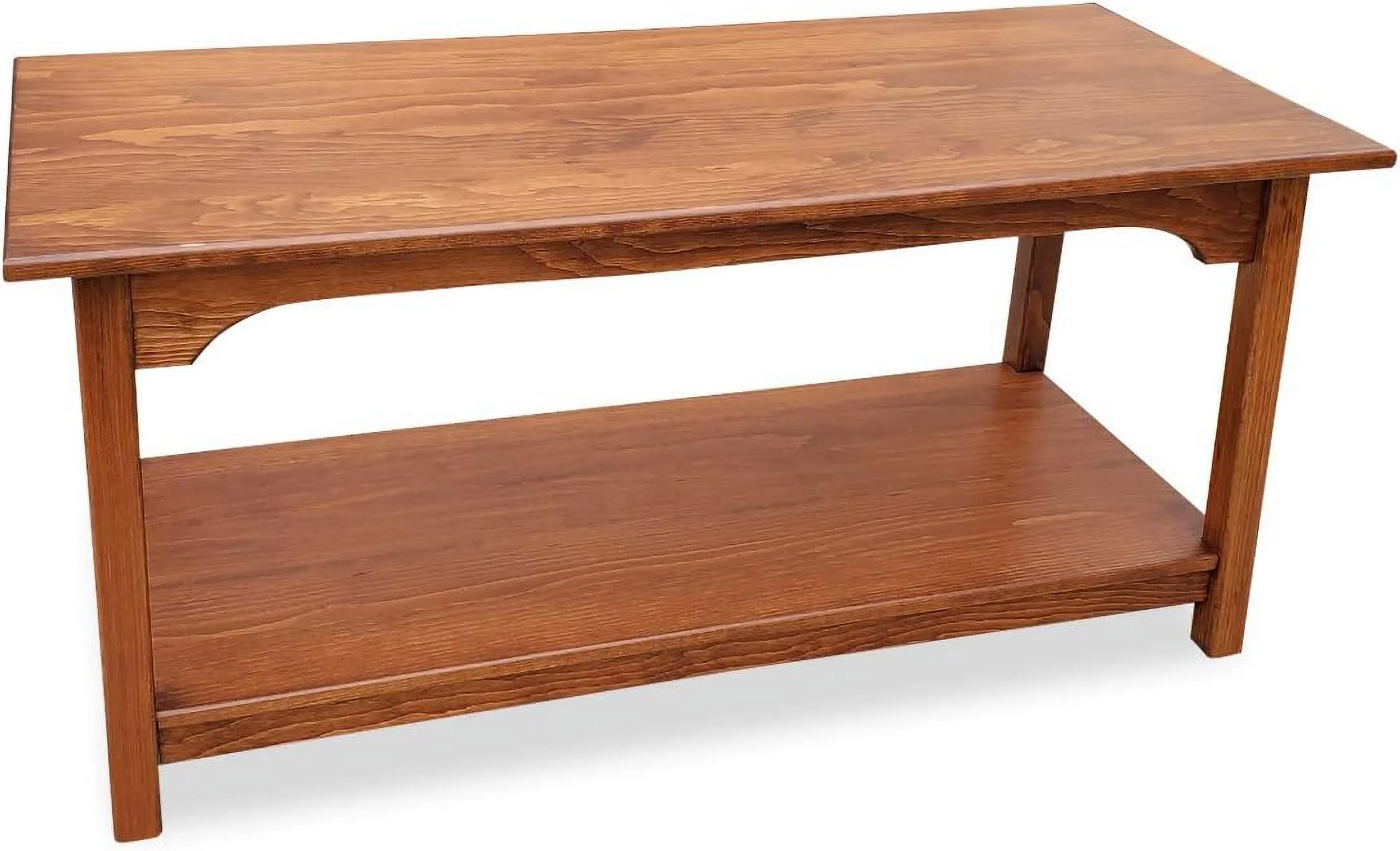 Rustic Wood Shaker Coffee Table Amish Furniture, 2 Tier Shelves Farmhouse Coffee Tables Made From Durable Real Wood, Coffee Tables For Living Room - 44