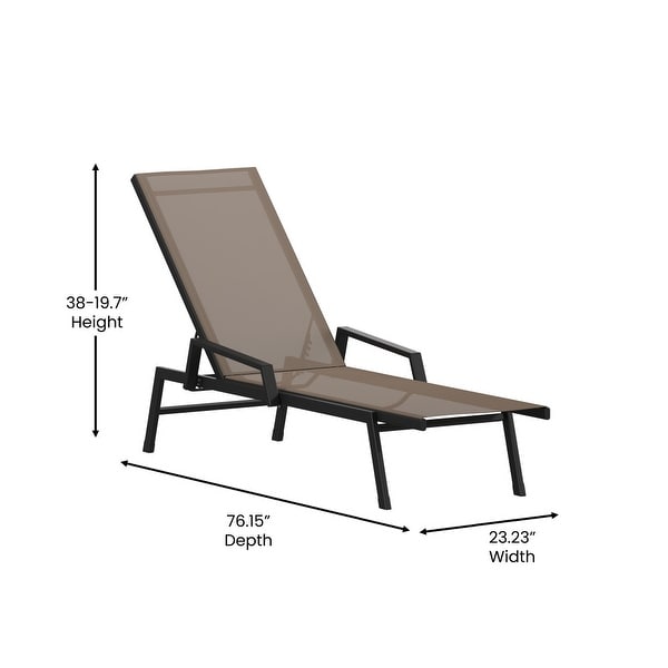 AllWeather Textilene Adjustable Chaise Lounge Chair with Arms