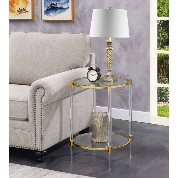 Royal Crest 2 Tier Acrylic Glass End Table Clear gold Breighton Home