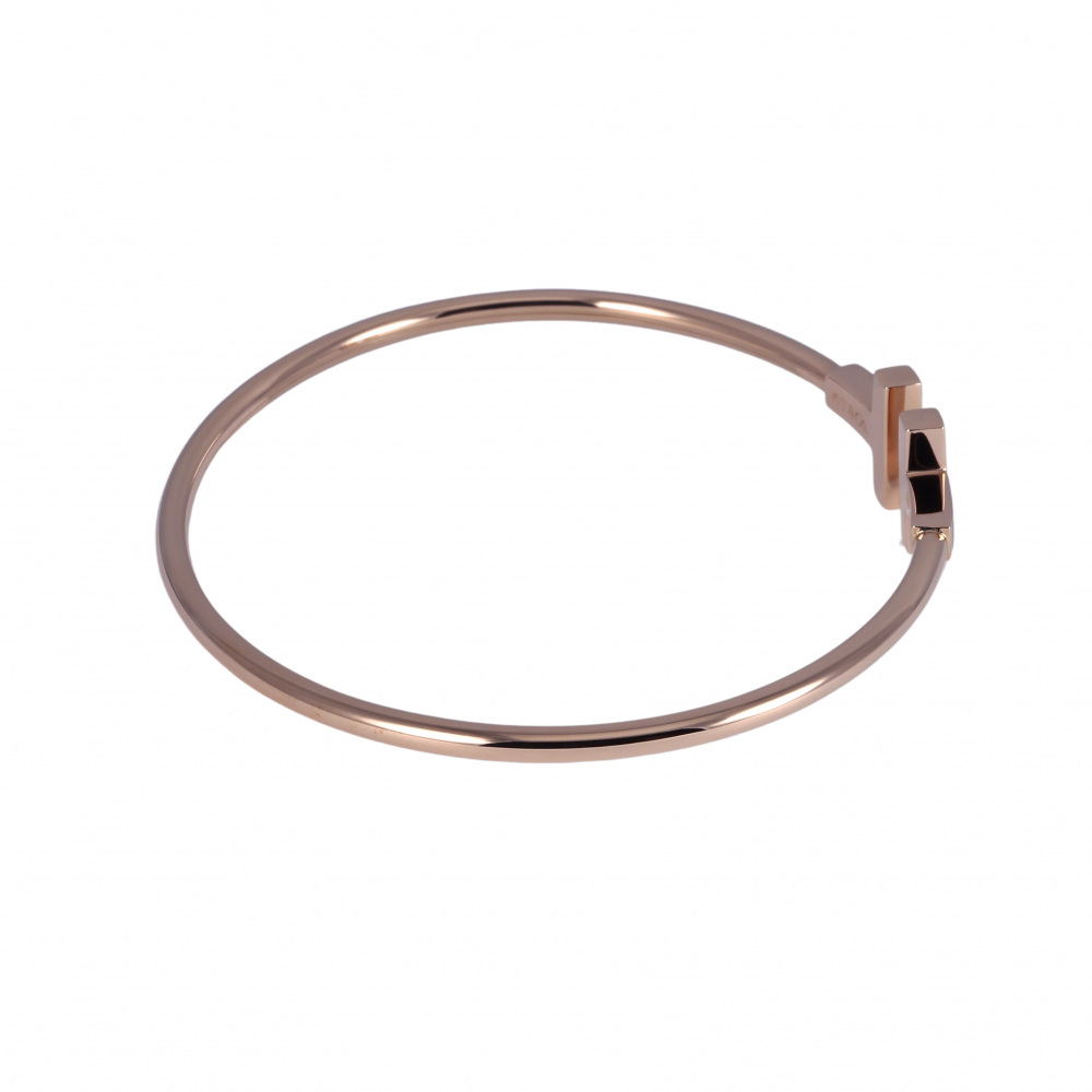 Tiffany & Co. Tiffany T Black Onyx Wire Bracelet 18K Rose Gold 64028707