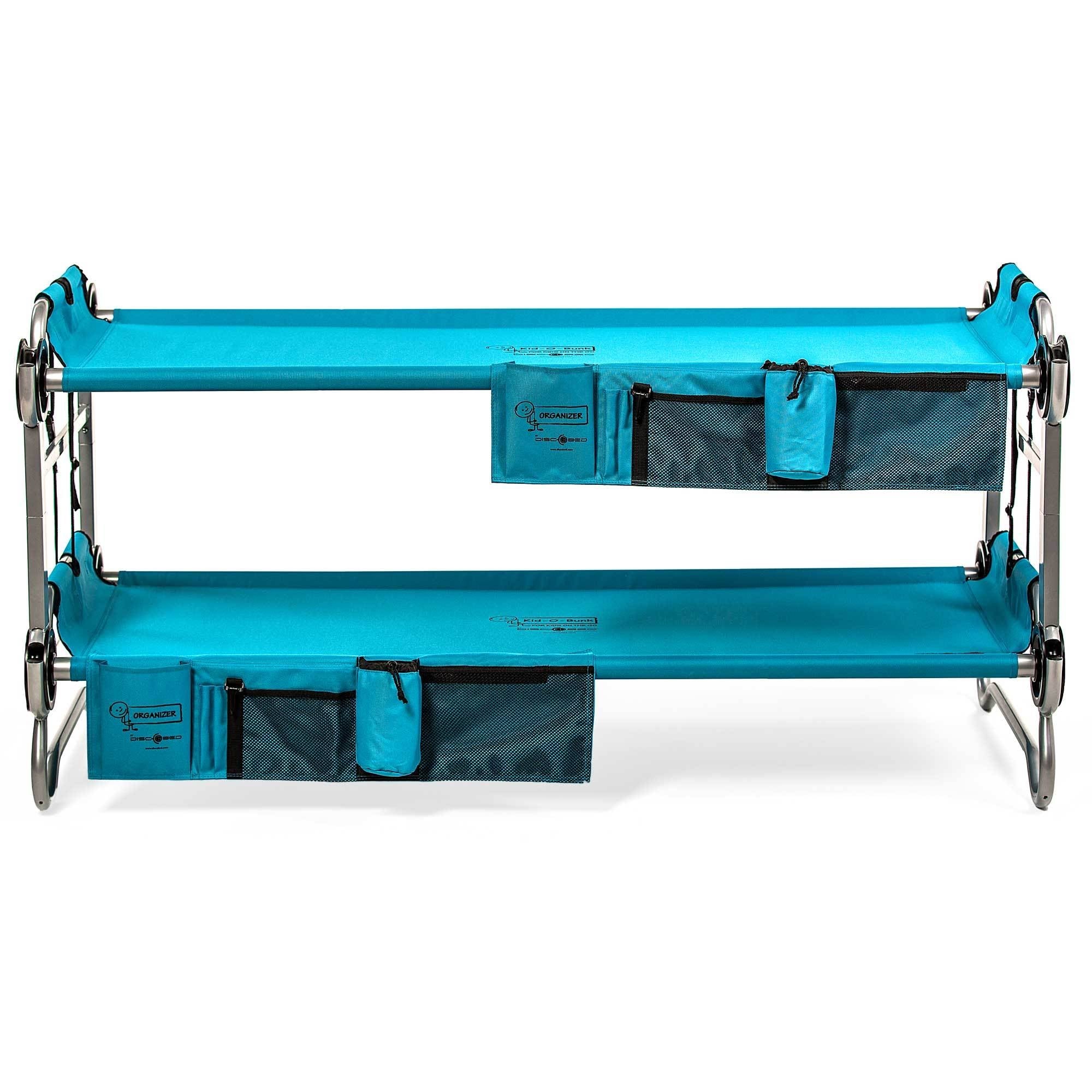 Disc-O-Bed Youth Benchable Camping Cot with Organizers, Teal Blue - Open Box