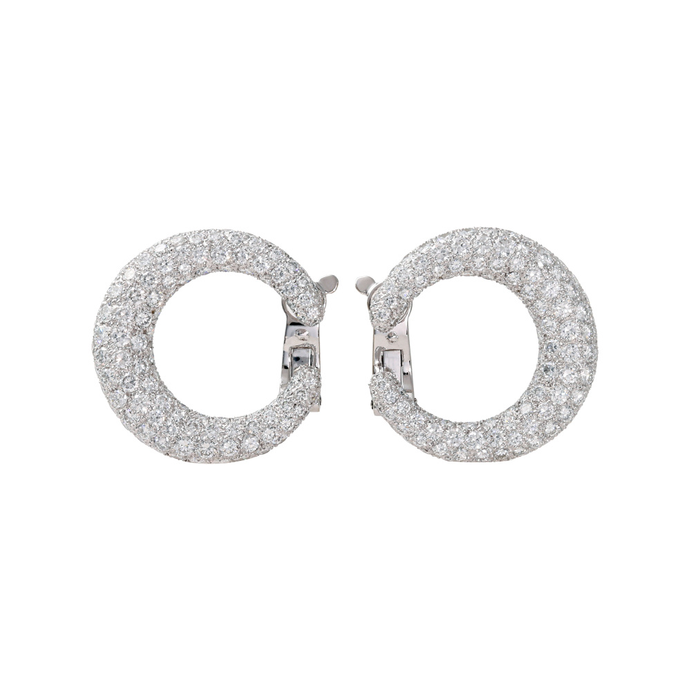 Cartier Panthère Creole Hoop Earrings Platinum Diamond