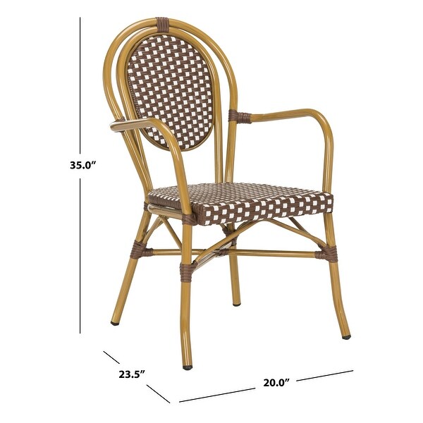 SAFAVIEH Rosen Bistro Stacking Brown/White Arm Chair (Set of 2)