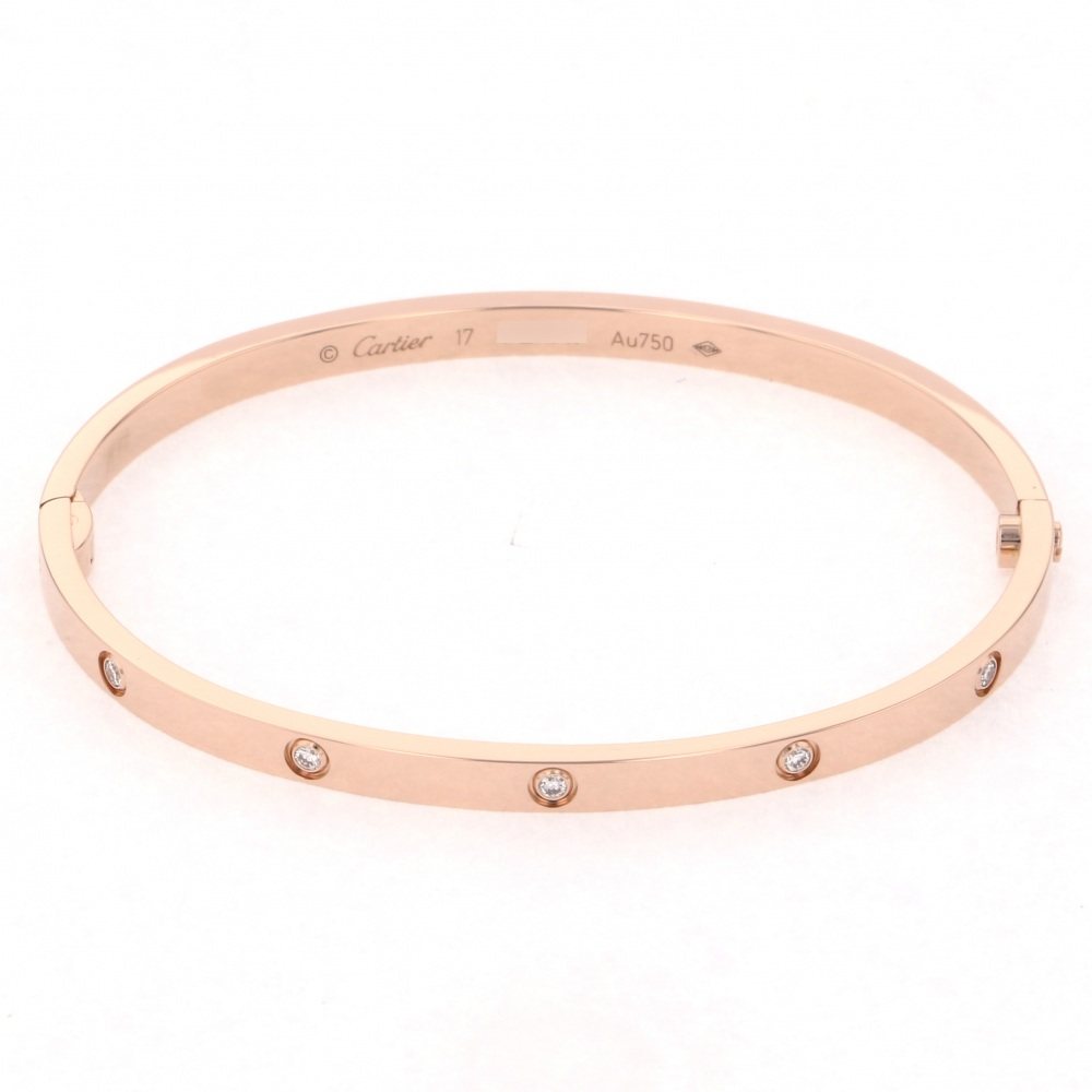 Cartier Love Sm Full Diamond #17 Bracelet 18K Rose Gold