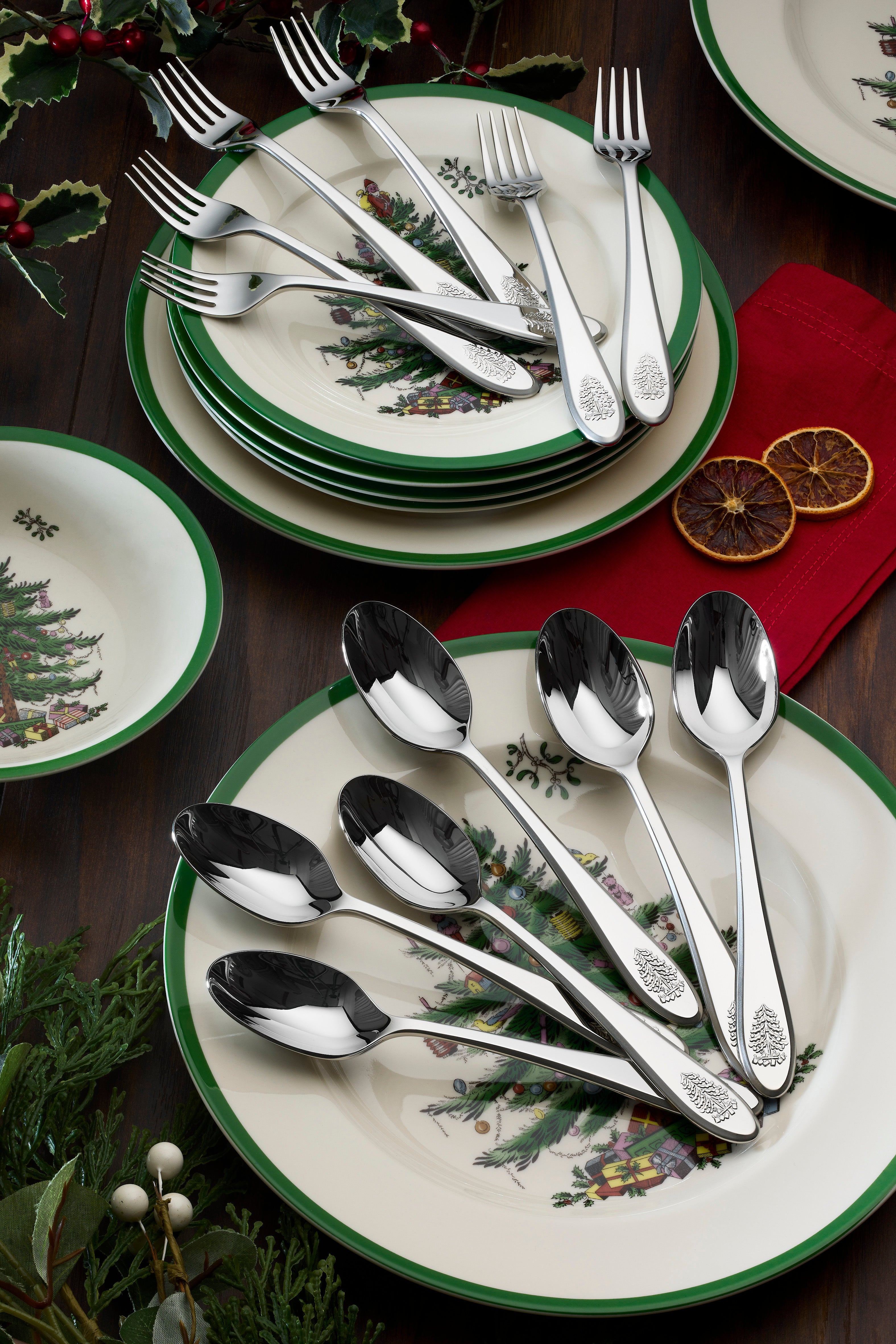 Spode Christmas Tree Cocktail Forks, Set of 6 - Silver