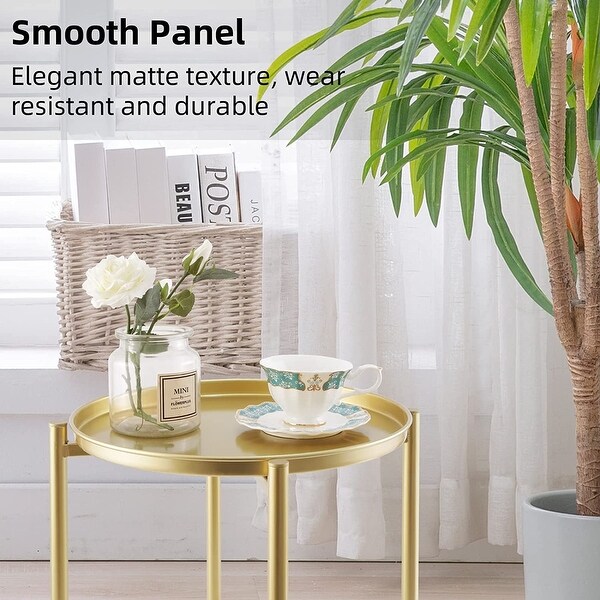 Removable top Metal Tray End Table