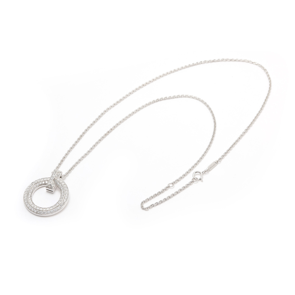 Tiffany & Co. Tiffany T One Circle Necklace 18K White Gold Diamond 72154568