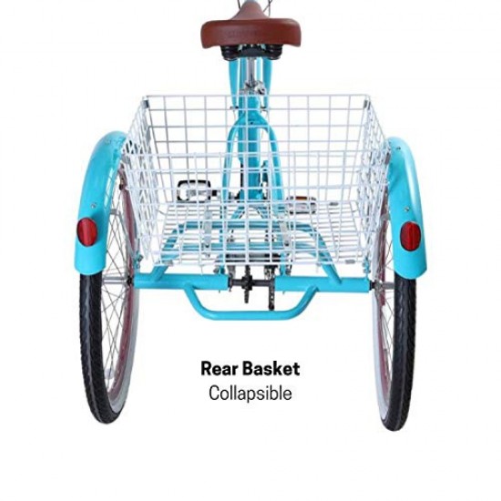26 Inch 7-Speed Hybrid Adult Tricycle with Rear Basket
