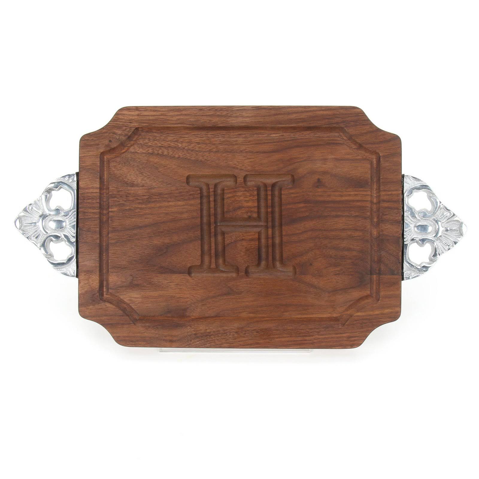 Bigwood Boards Monogrammed Walnut Cutting Board with Rope Handles, H