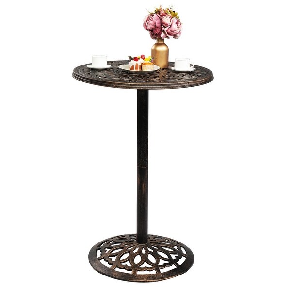 Outdoor Bistro Pub Table,Round Patio Bar Height Cocktail Table,Antique Bronze