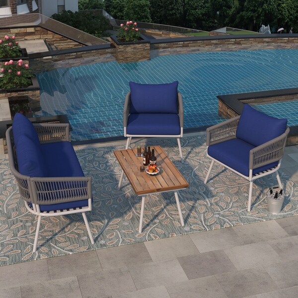 4pcs Lounge Chair Sets Patio Conversation Set Accent Single Sofa