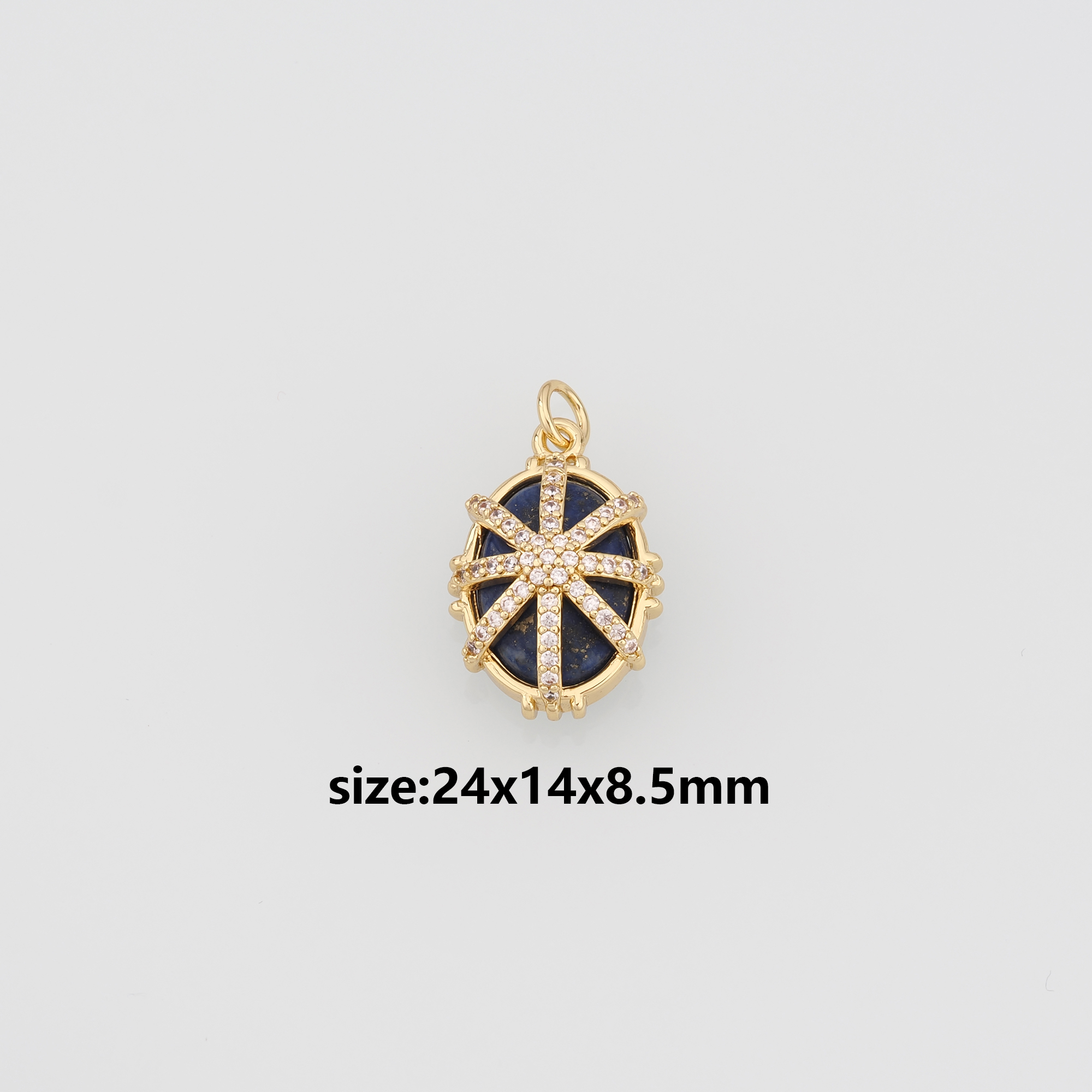 18K Gold Filled Oval Pendant,Natural Stone Charm Earrings Necklace for DIY Jewelry Making Supply