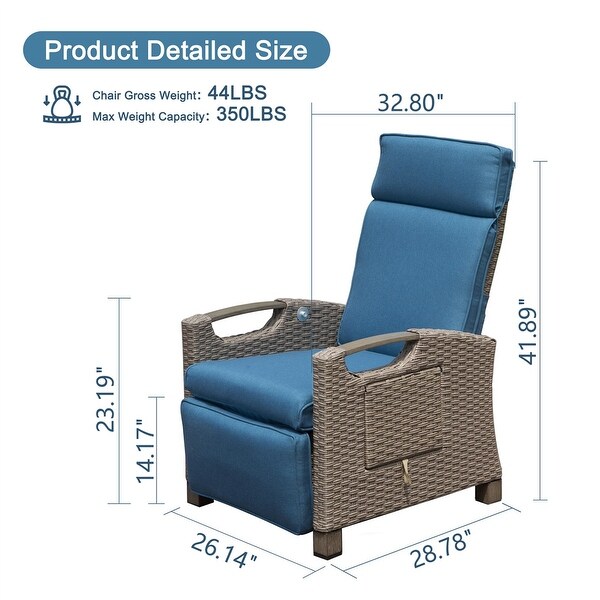 Patio Adjustable Recliner Chair with HandWoven Wicker