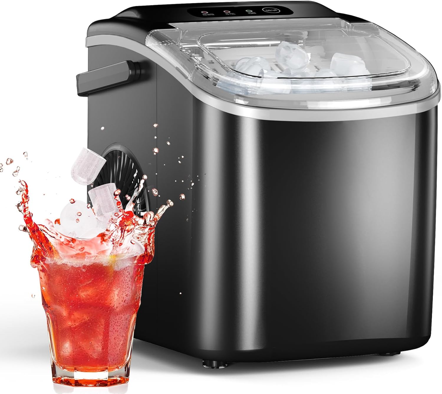 2026 Ice Maker Countertop, Efficient Easy Carry Ice Machine, Self-Cleaning Ice Maker with Ice Scoop & Basket, 9pcs/ 8mins 26.6Lbs Per Day for Home/Office/Kitchen,Black