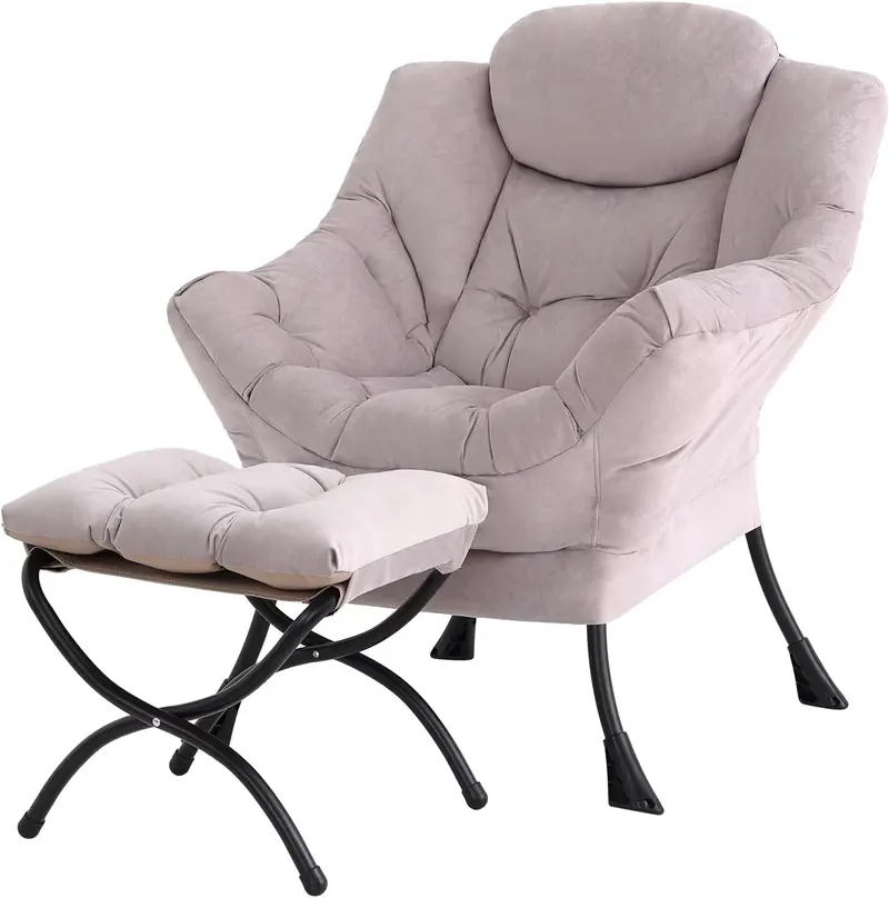 Tiita Modern Lazy Lounge Chair with Matching Ottoman – Large Leisure Armchair Set