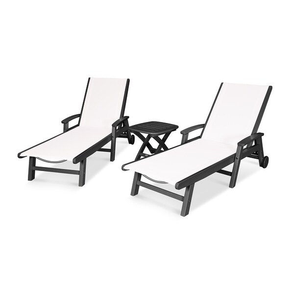 POLYWOOD Coastal 3piece Wheeled Chaise Set