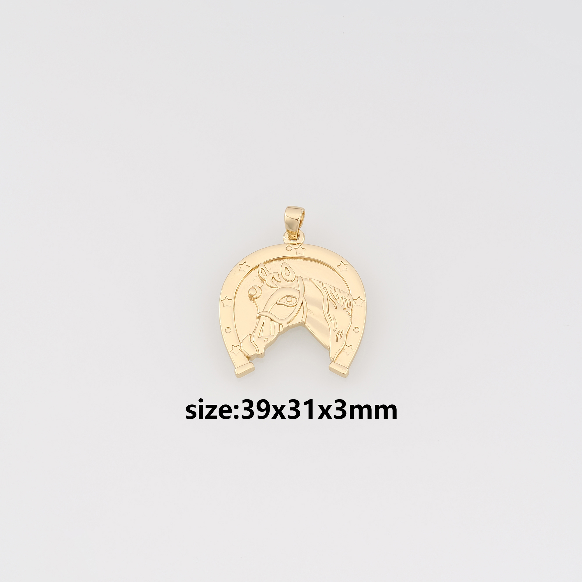 18K Gold Filled Horse Pendant,Animal Charm Earrings Necklace for DIY Jewelry Making Supply
