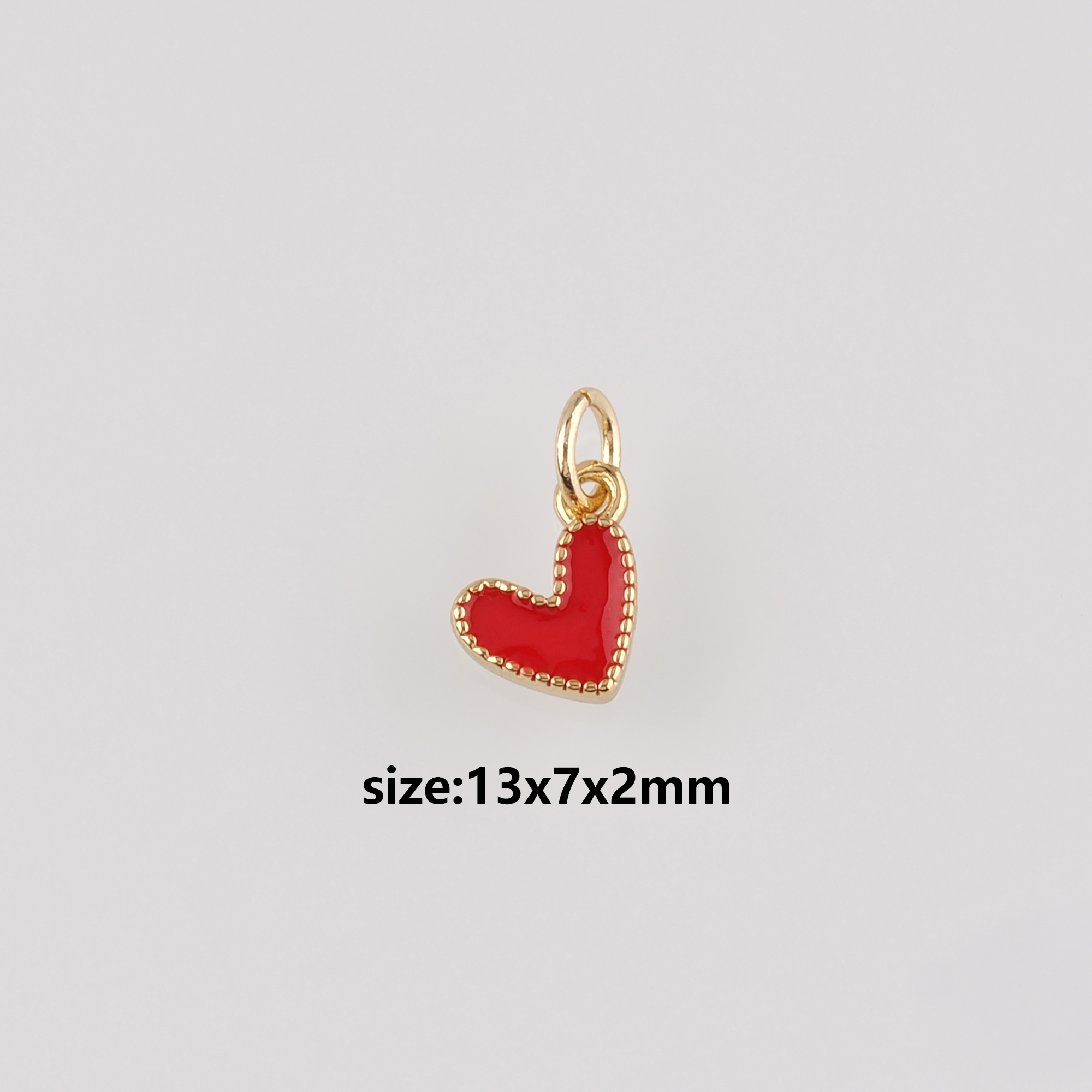 18K Gold Filled Heart Pendant,Enamel Heart Charm Earrings Necklace for DIY Jewelry Making Supply