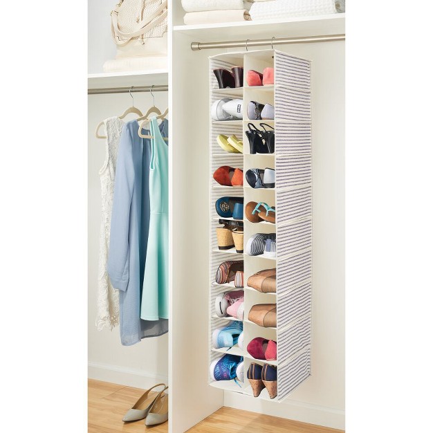 Mdesign Large 20 Shelf Fabric Over Rod Closet Hanging Storage Unit