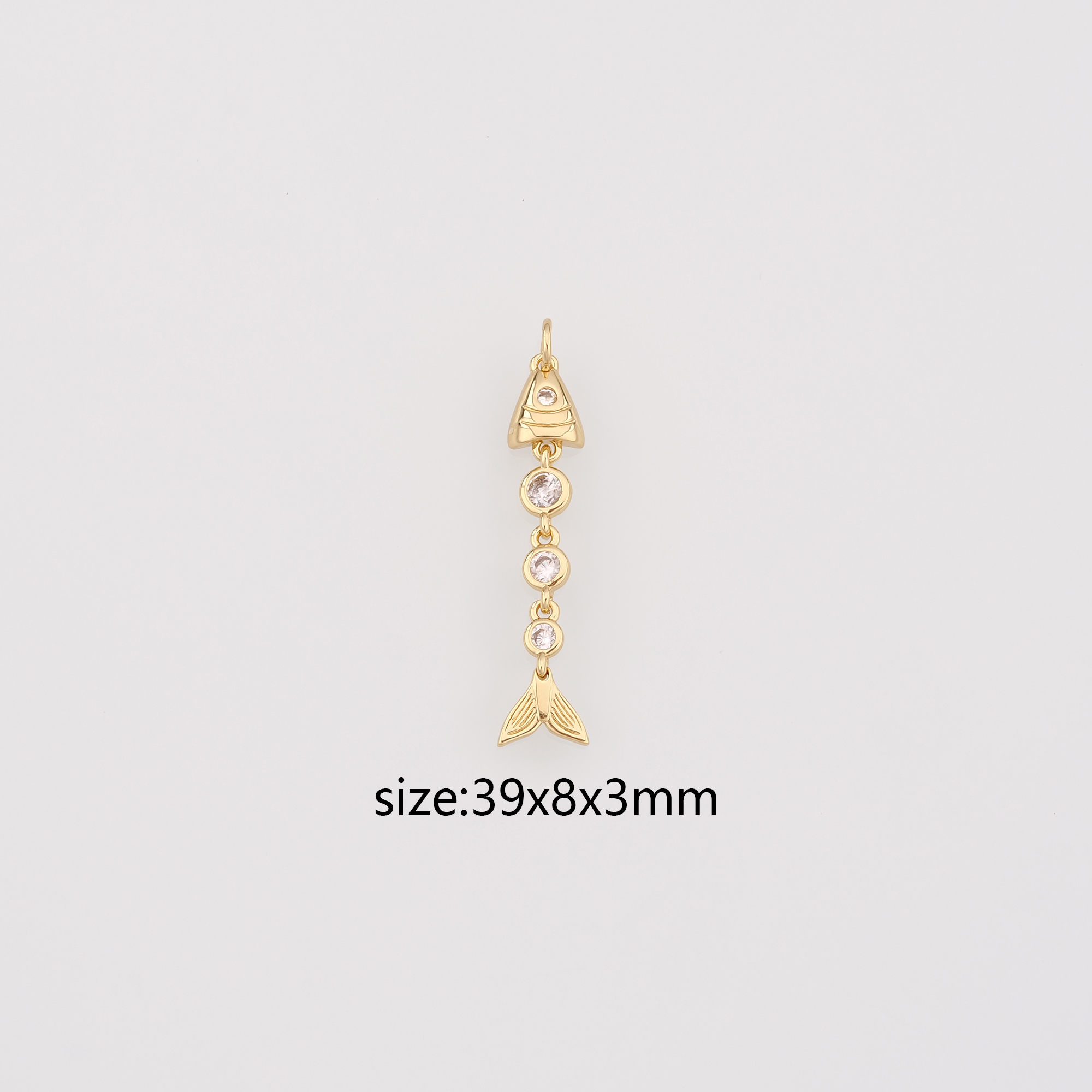 18K Gold Filled Fish Pendant,CZ Micro Pave Ocean Charm Earrings Necklace for DIY Jewelry Making Supply