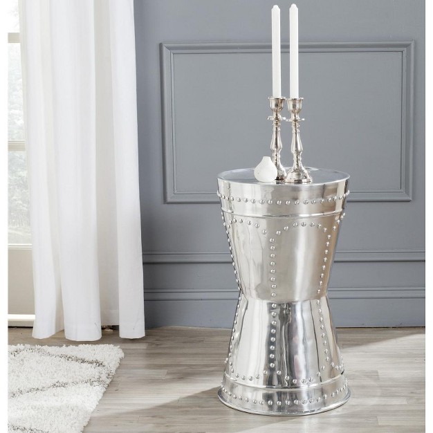 Sedona Metal Art Table Stool Accent Table Silver Safavieh