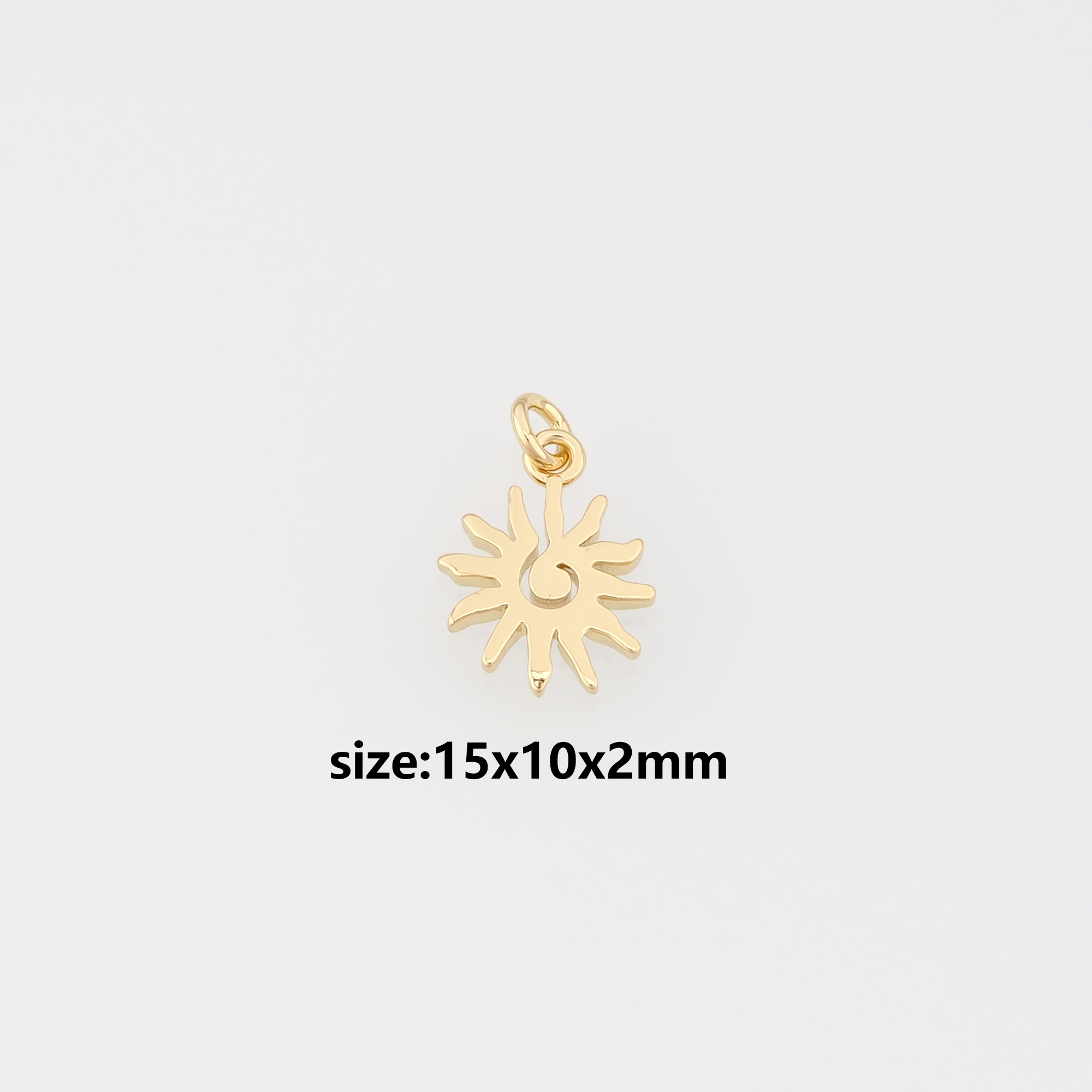 18K Gold Filled Sun Pendant,Celestial Sun Charm Earrings Necklace for DIY Jewelry Making Supply