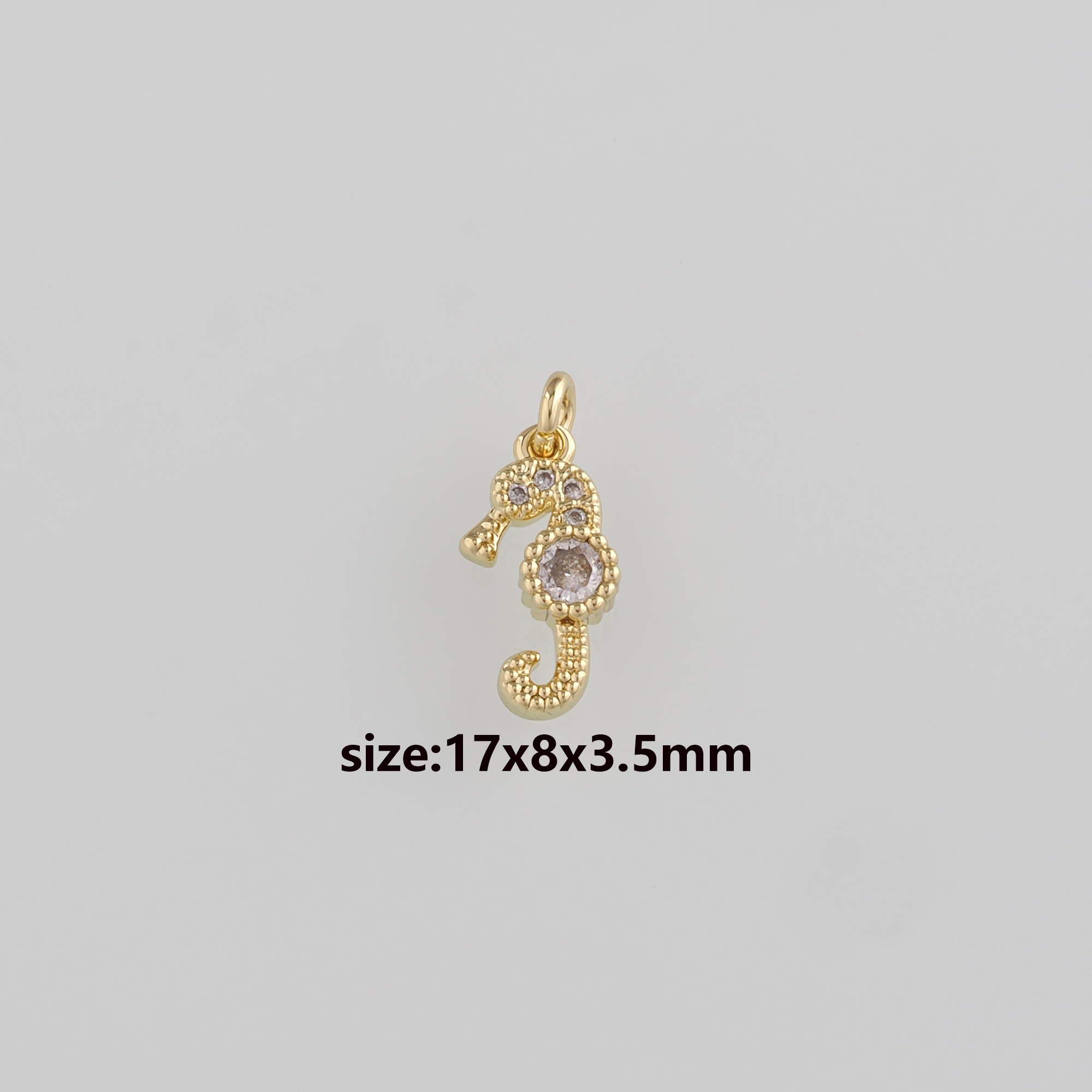 18K Gold Filled Seahorse Pendant,CZ Micro Pave Seahorse Charm Earrings Necklace for DIY Jewelry Making Supply
