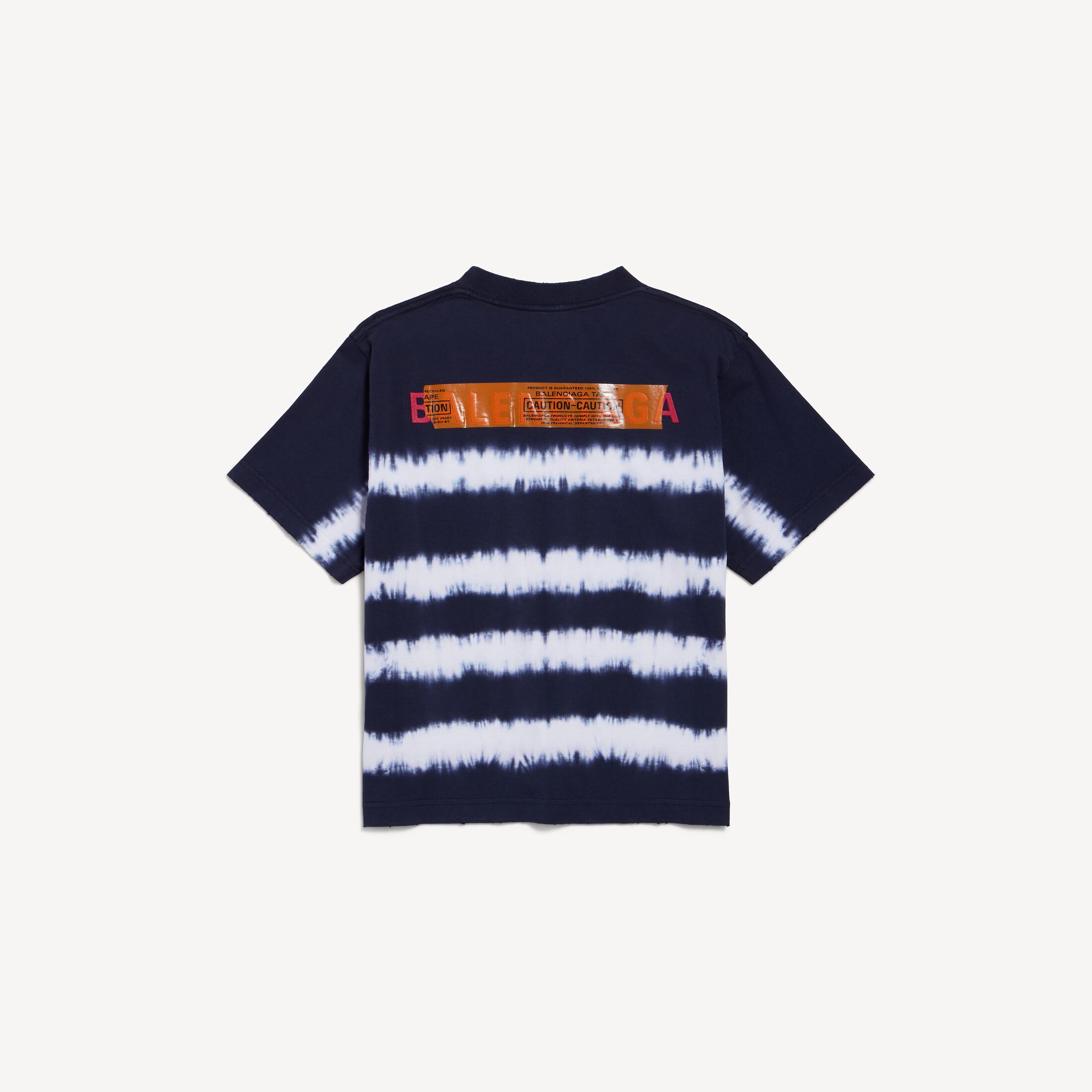 BALENCIAGA Taped And Dyed Medium Fit T-Shirt in navy and white dry jersey