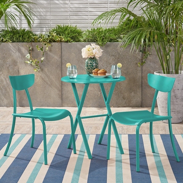 Patio Bistro Table and Chairs Set of 3,Outdoor and Indoor Dining Furniture for Garden,Porch,Backyard