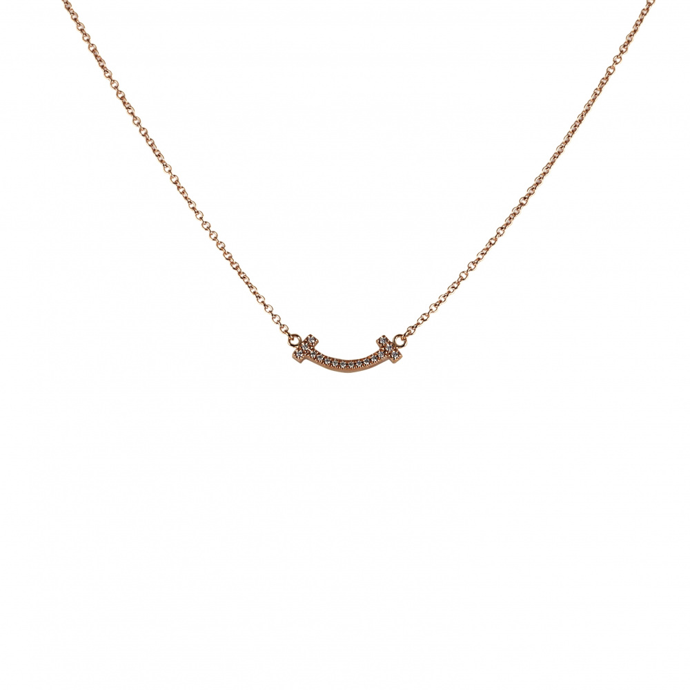 Tiffany & Co. Tiffany T Smile Necklace 18K Rose Gold Diamond 62617772