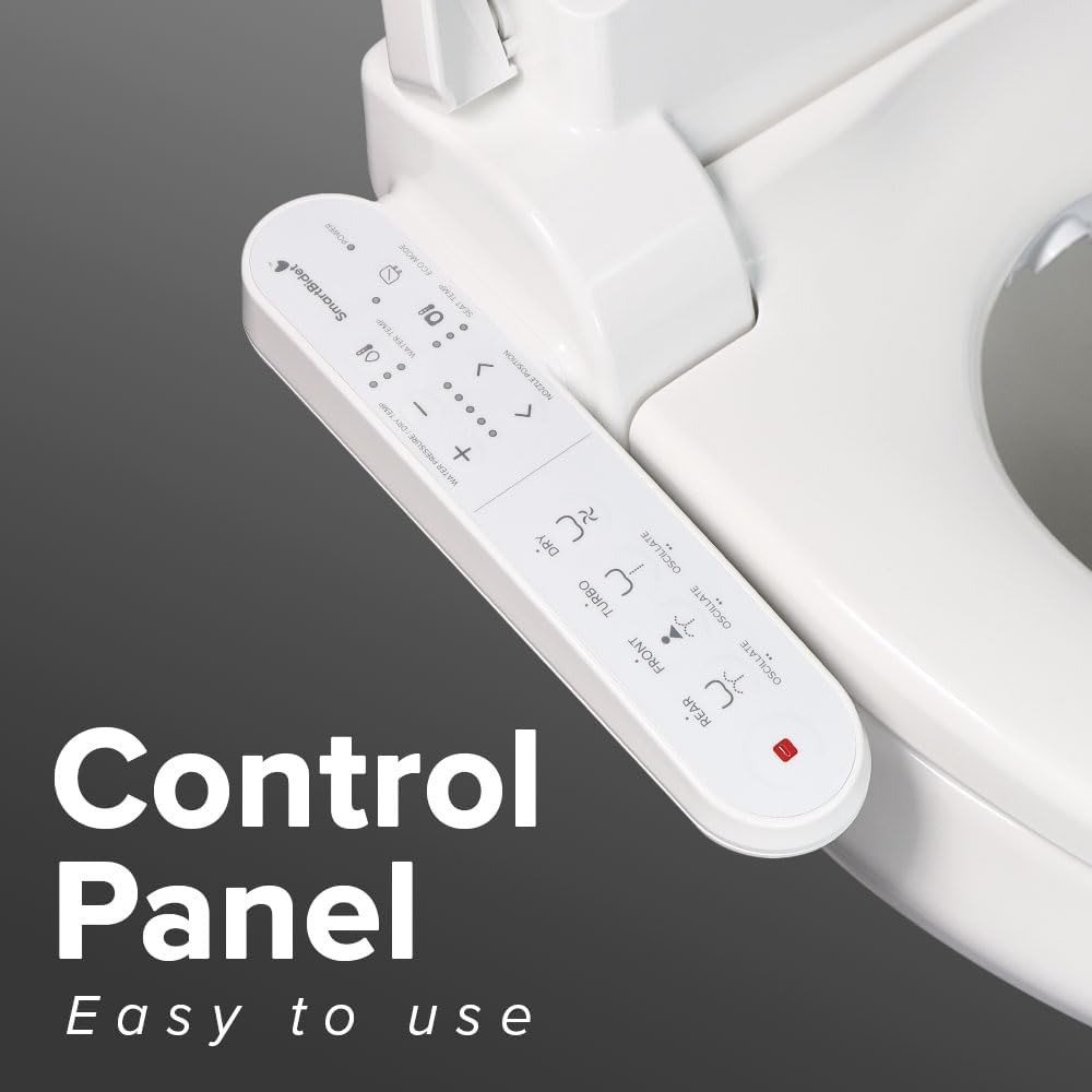 Elongated Electric Bidet Toilet Seat with Heated Seat & Turbo Wash, Side Control Smart Bidet