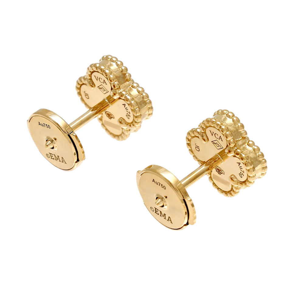 Van Cleef & Arpels Sweet Alhambra Earrings 18K Yellow Gold Onyx VCARA44900