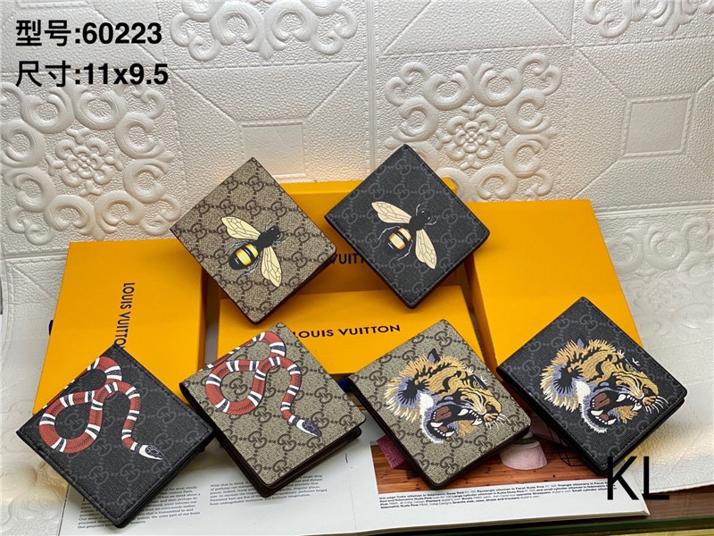 Gucci Bee Snake Tiger Print GG Supreme Wallet - cnluxepick