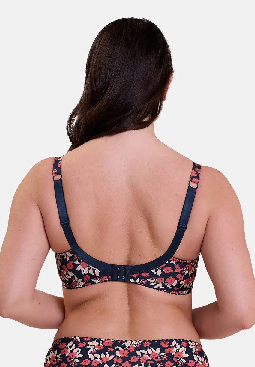 Soutien-gorge emboîtant Amélie Print Imprimé Floral Marine et Rouge