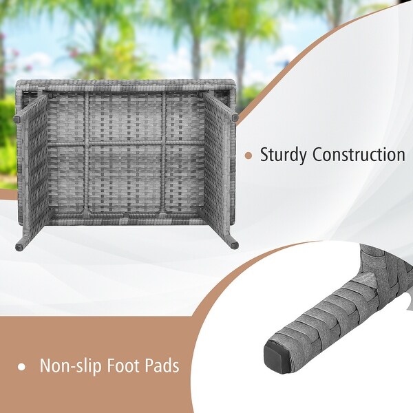Gymax Folding Rattan Wicker Coffee Side Table Patio Garden Poolside