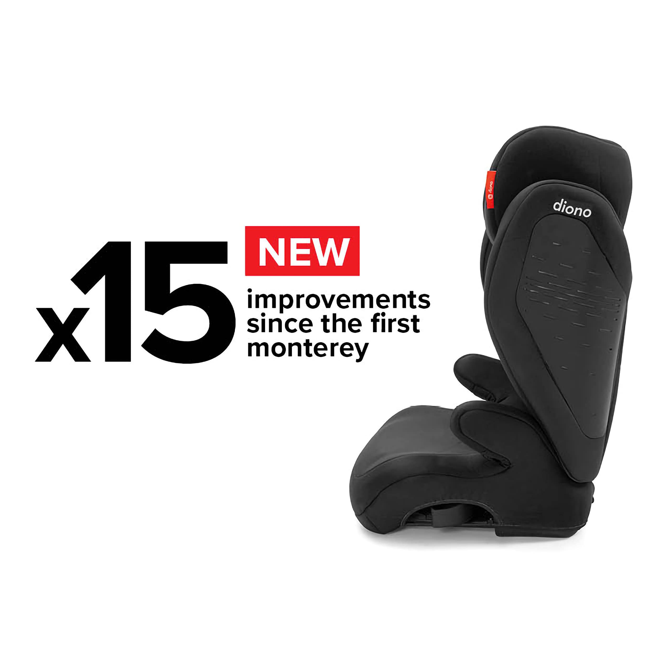 Diono Monterey 4DXT Latch, 2-in-1 High Back Booster Car Seat with Expandable Height, Width, Advanced Side Impact Protection, 8 Years 1 Booster, Black